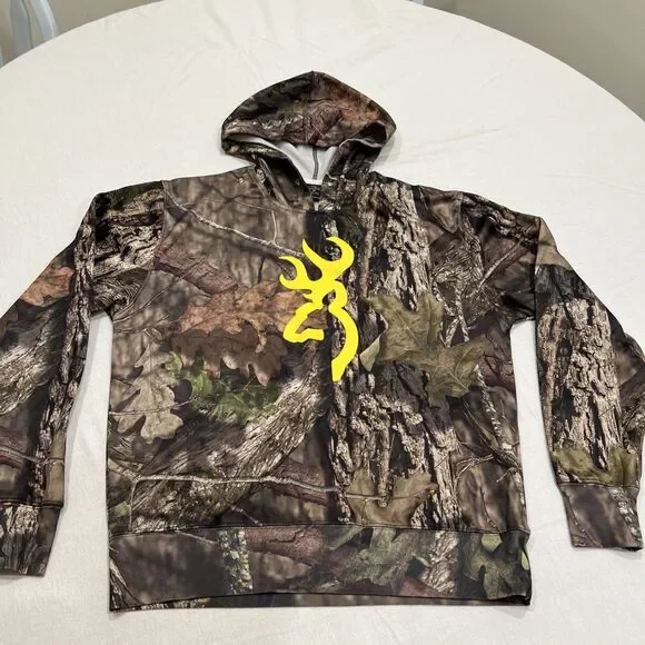 Browning Hoodie Mens Small Camo Performance Sweatshirt Mossy Oak - Picture 1 of 14